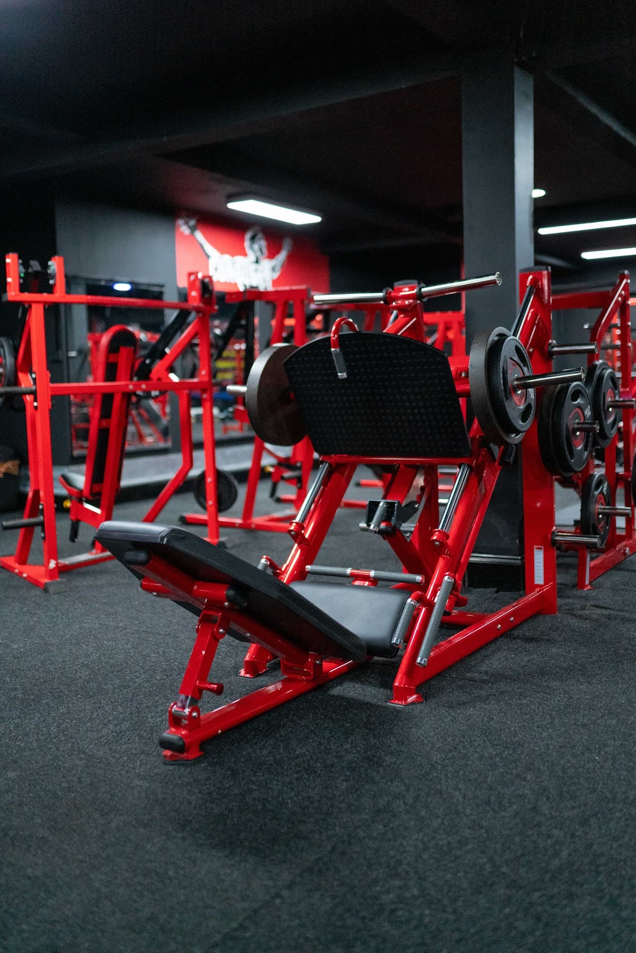 Plate-loaded leg press machine at World Class Gym