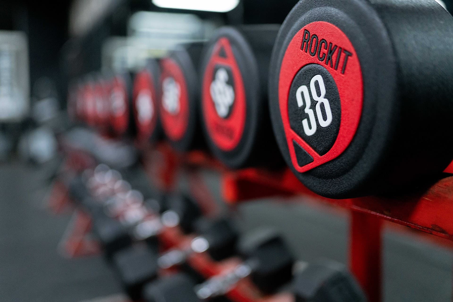 Rack of dumbbells at World Class Gym, Liscard