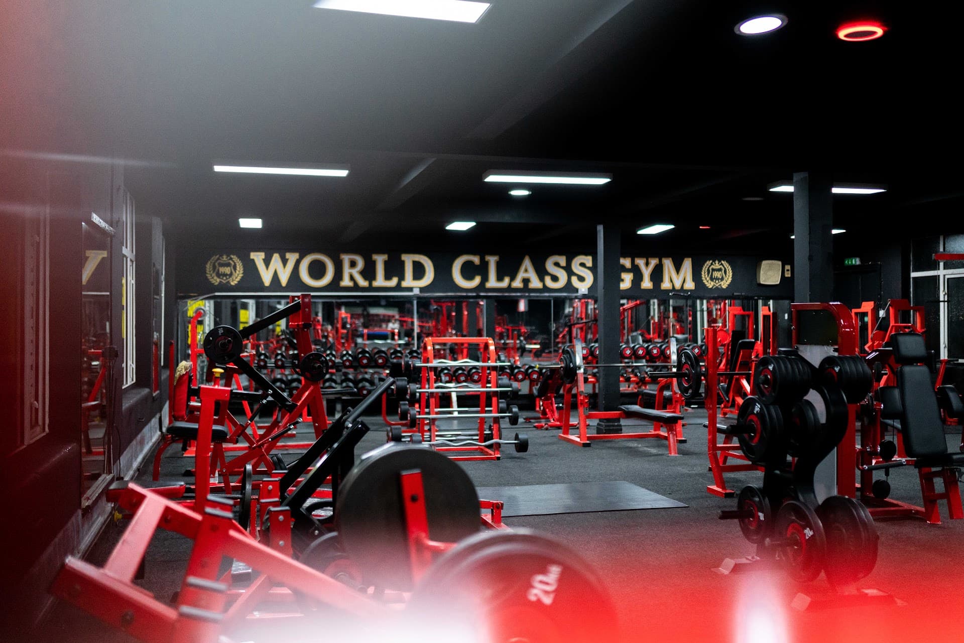 Strength machines on the gym floor at World Class Gym, Wallasey